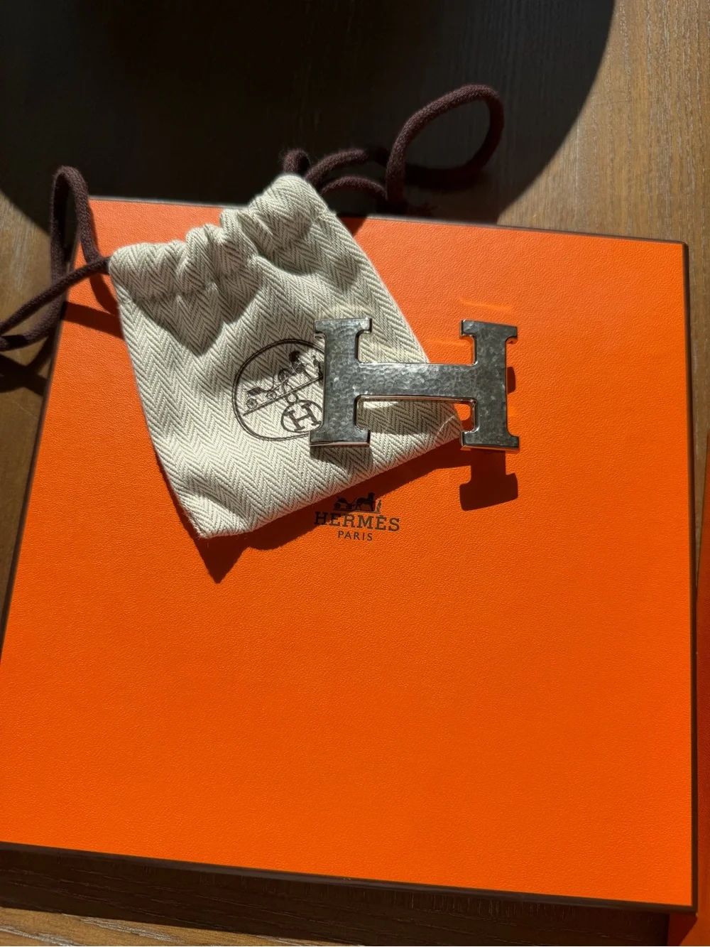 HERMES Men’s H Martelee belt buckle & Reversible leather strap 32 mm belt NWT